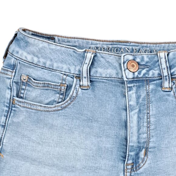 American Eagle Outfitters Super  Stretch Hi-Rise Shortie Denim Shorts Size 8 - Picture 2 of 11